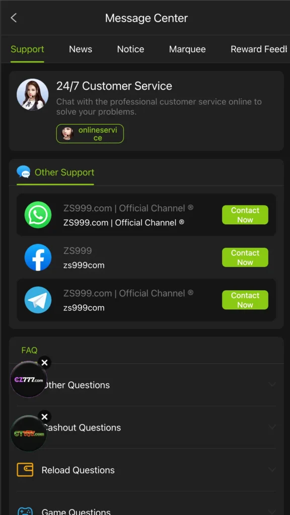 zs 999 game customer support