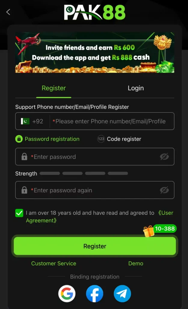 Pak88 game registration